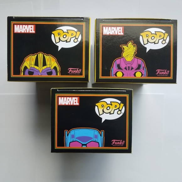 Funko Pop! Marvel: Black light - Infinity Saga Thanos, Captain Marvel, A… - Picture 6 of 12